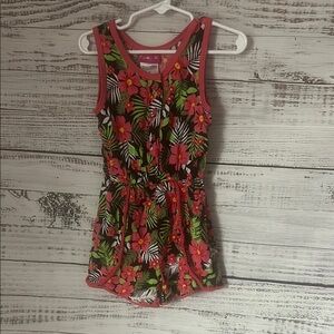 Pink and Green Tropical romper size 5